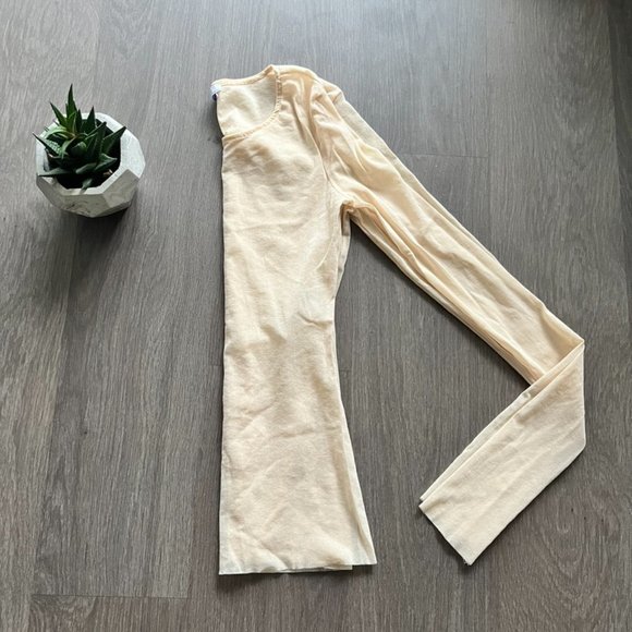 ZARA Nude Long-Sleeve Mesh/See-Through Top - Picture 9 of 9